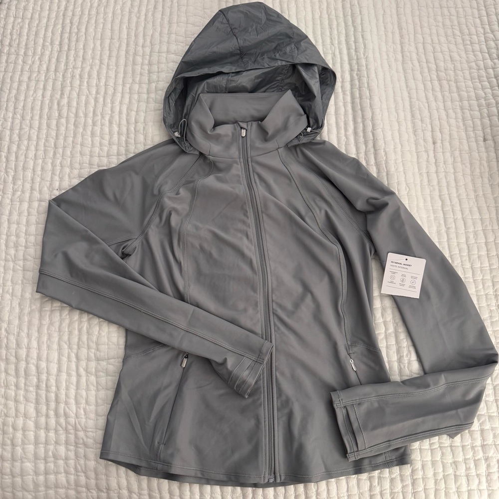 Athleta Gray Hooded Interval Jacket